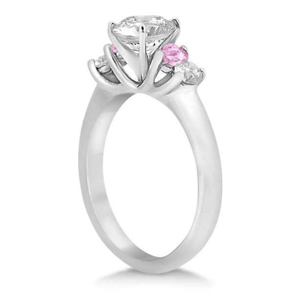 Five Stone Diamond & Pink Sapphire Engagement Ring Palladium, 0.50ct