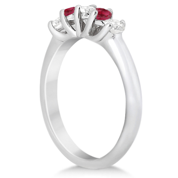 Five Stone Diamond and Ruby Wedding Band 14kt White Gold (0.60ct)