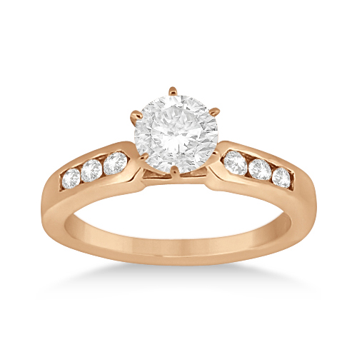Channel Set Diamond Engagement Ring Setting 14k Rose Gold (0.15ct)
