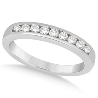 Channel Set Diamond  Wedding Ring Band Palladium (0.20ct)