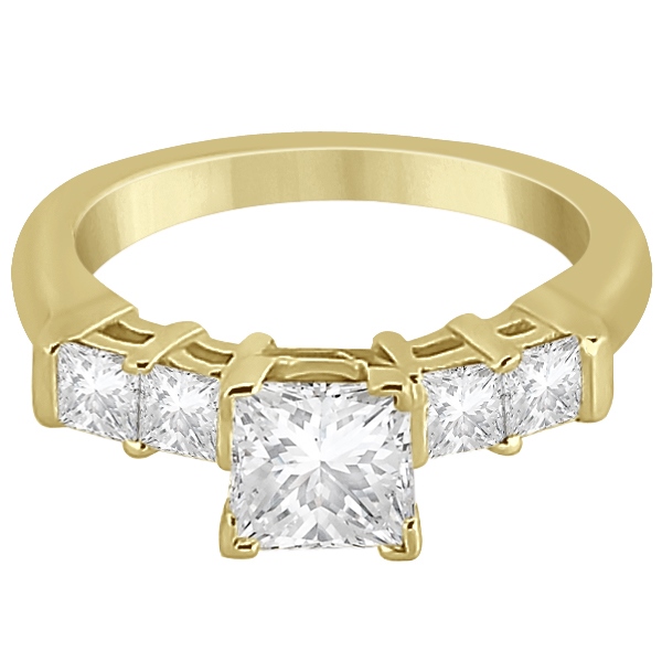 5 Stone Princess Cut Diamond Engagement Ring 14K Yellow Gold (0.40ct)