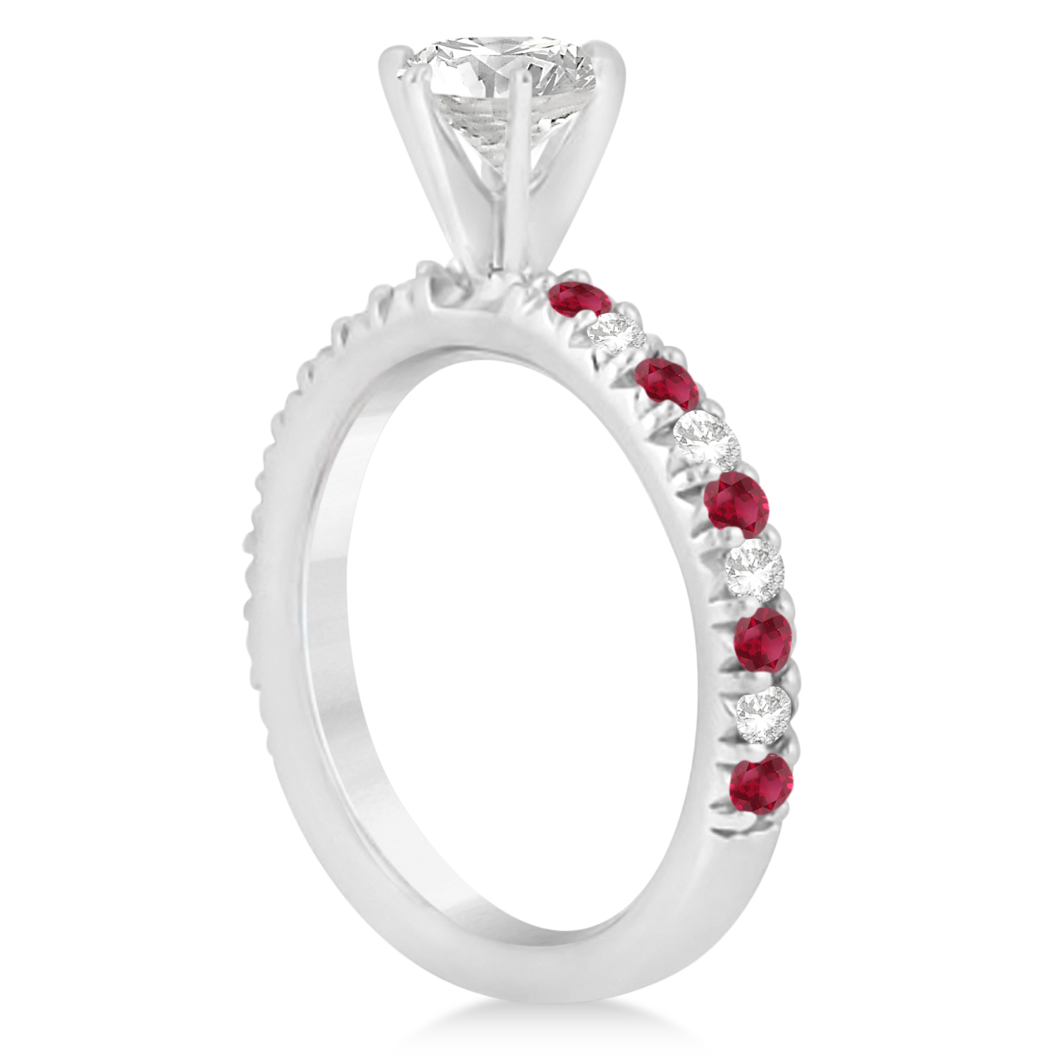 Ruby & Diamond Engagement Ring Setting 14k White Gold 0.54ct