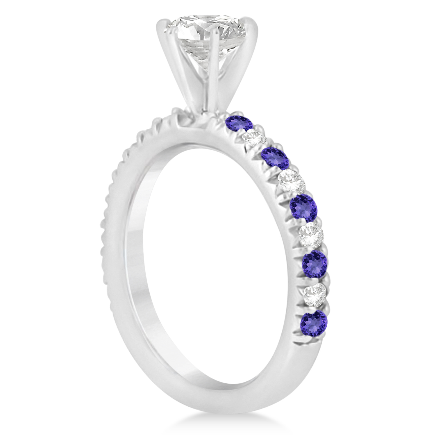 Tanzanite & Diamond Engagement Ring Setting 14k White Gold 0.54ct U8669