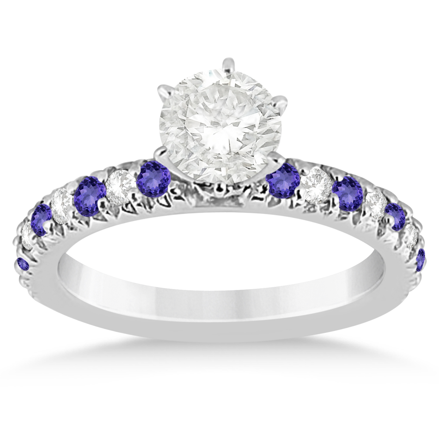 Tanzanite & Diamond Engagement Ring Setting Palladium 0.54ct