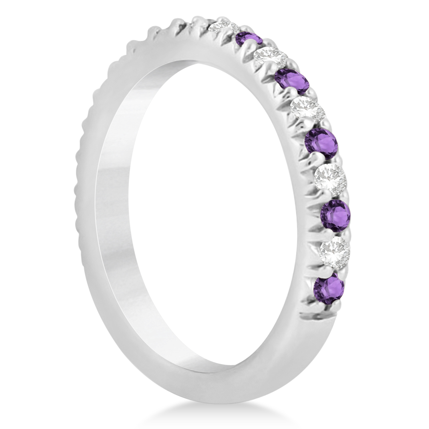 Amethyst & Diamond Accented Wedding Band Platinum 0.60ct