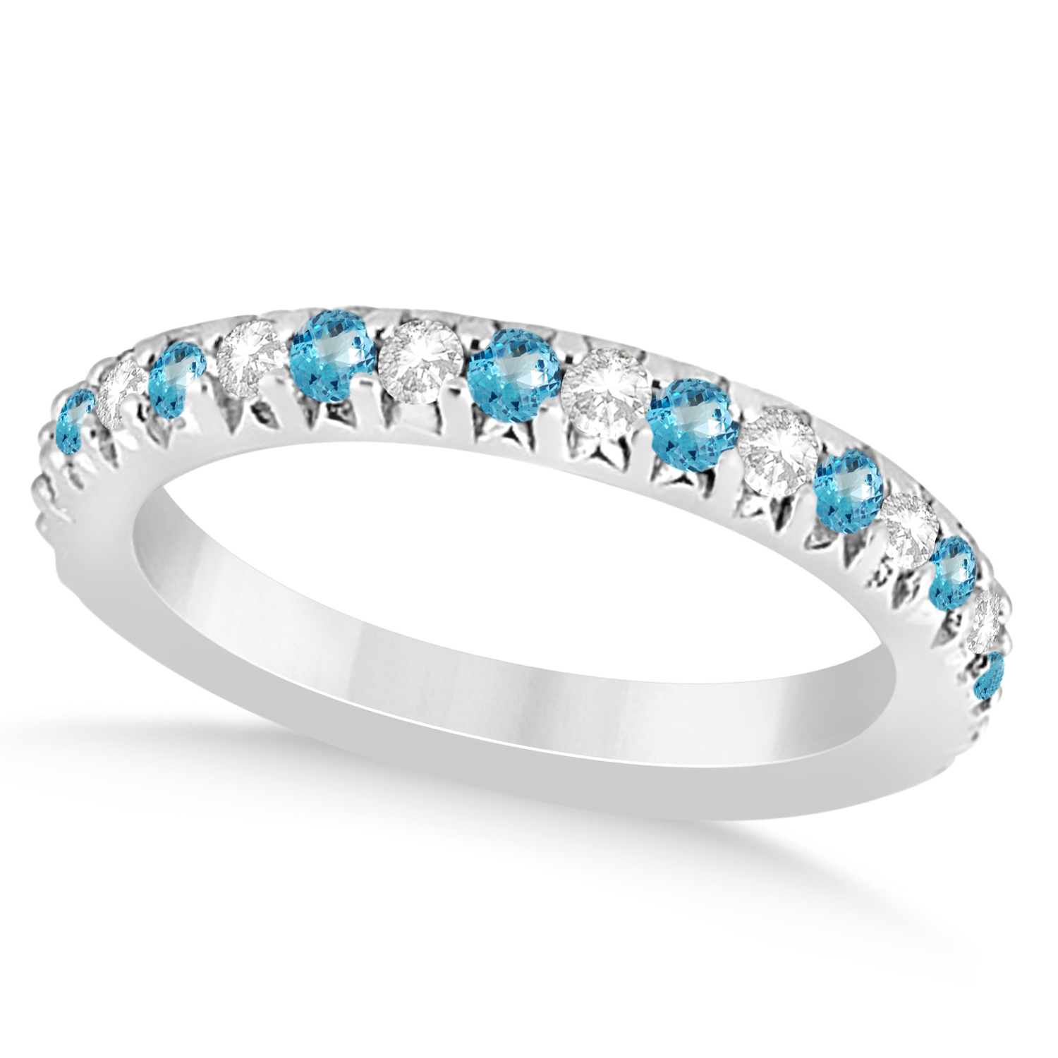 Blue Topaz & Diamond Accented Wedding Band Platinum 0.60ct