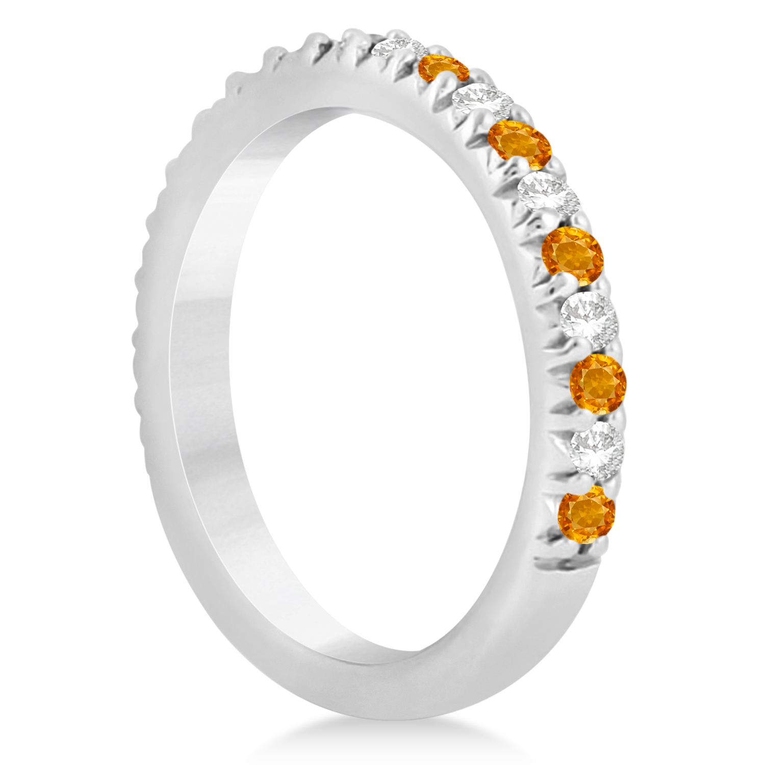 Citrine & Diamond Accented Wedding Band Platinum 0.60ct