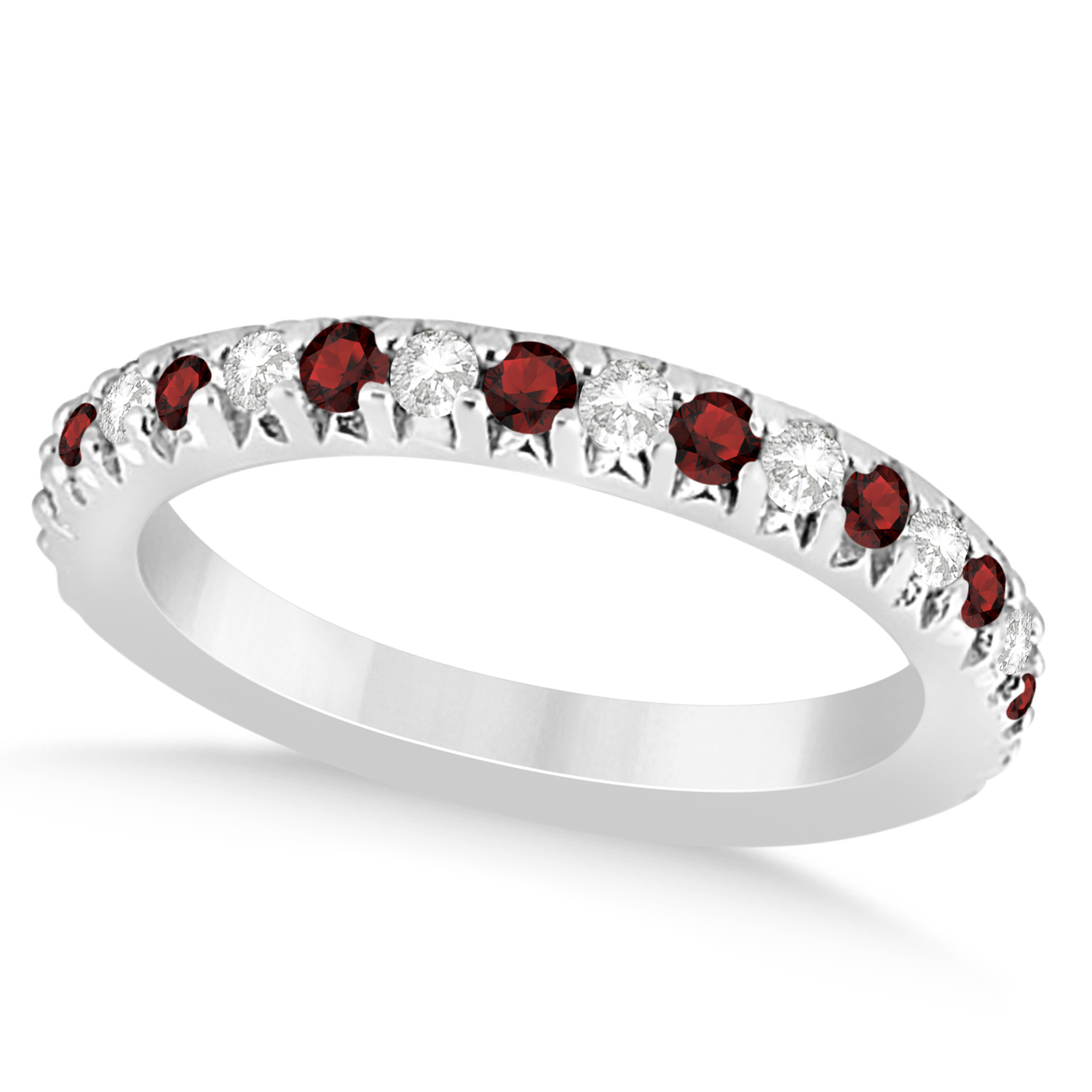 Garnet & Diamond Accented Wedding Band Palladium 0.60ct