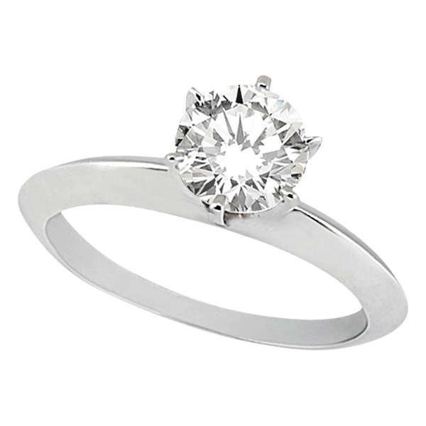 Knife Edge Six-Prong Solitaire Engagement Ring Setting 14k White Gold