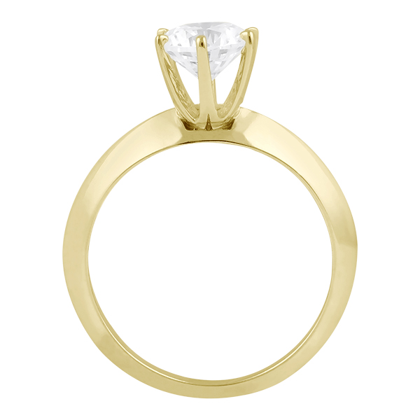 Six-Prong Knife Edge Solitaire Engagment Ring Set 14k Yellow Gold