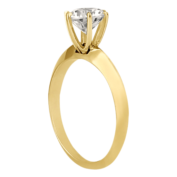 Six-Prong Knife Edge Solitaire Engagment Ring Set 14k Yellow Gold