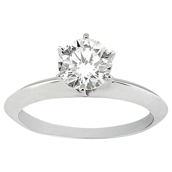 Six-Prong Knife Edge Solitaire Engagment Ring Bridal Set Palladium