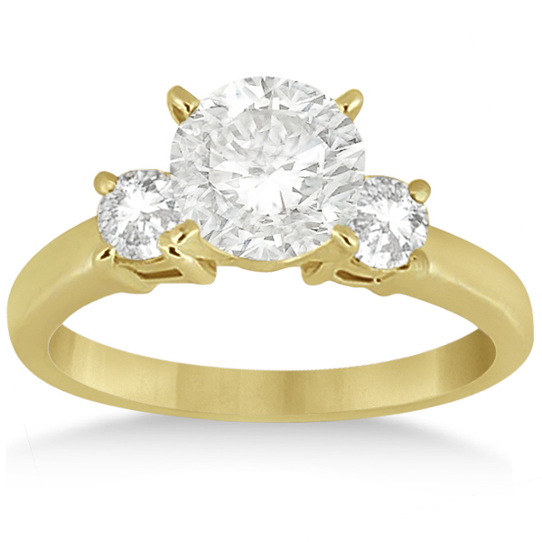 Three Stone Diamond Engagement Ring Setting 14K Yellow Gold (0.50ct)