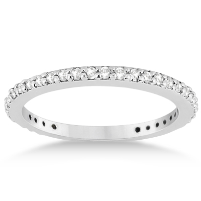 Pave Set Eternity Diamond Wedding Ring Band 14k White Gold (0.55ct)