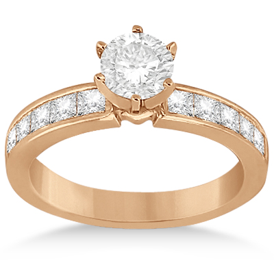 Princess Diamond Engagement Ring & Bridal Set 14k Rose Gold (1.10ct)