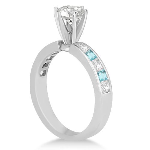 Channel Aquamarine & Diamond Bridal Set Palladium (1.30ct)
