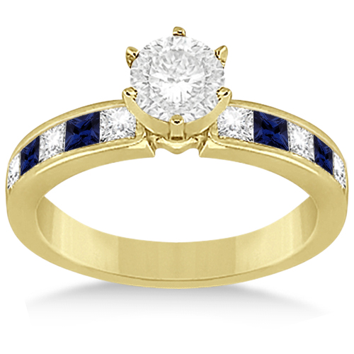 Channel Blue Sapphire & Diamond Bridal Set 14k Yellow Gold (1.30ct)