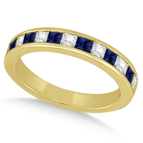 Channel Blue Sapphire & Diamond Bridal Set 14k Yellow Gold (1.30ct)