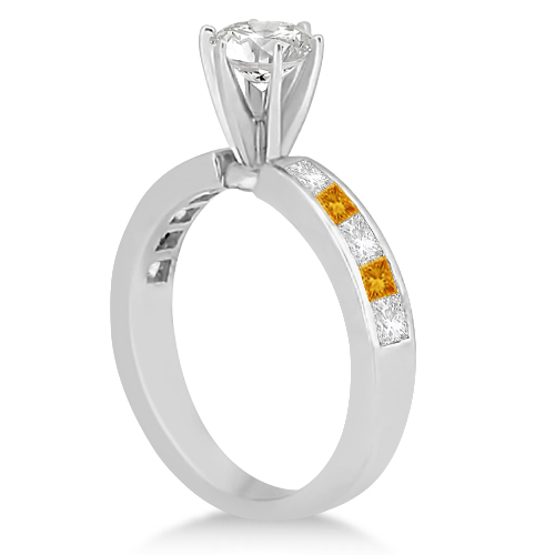 Channel Citrine & Diamond Bridal Set Palladium (1.30ct)