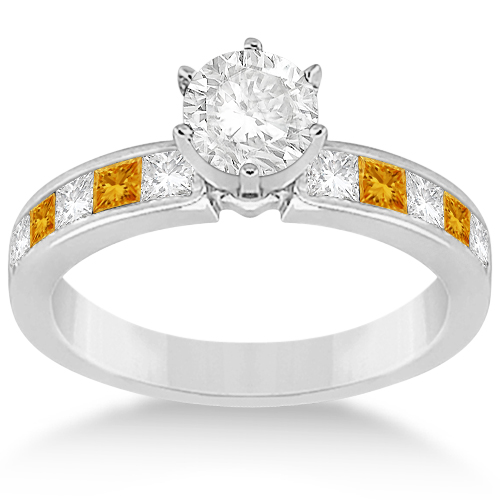 Channel Citrine & Diamond Bridal Set Palladium (1.30ct)