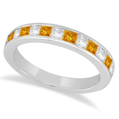 Channel Citrine & Diamond Bridal Set Palladium (1.30ct)