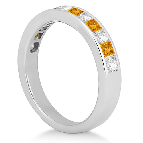 Channel Citrine & Diamond Bridal Set Palladium (1.30ct)