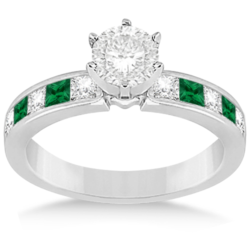 Channel Emerald & Diamond Bridal Set 14k White Gold (1.10ct)