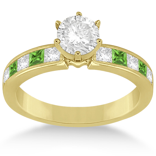Channel Peridot & Diamond Bridal Set 18k Yellow Gold (1.30ct)