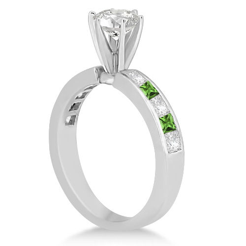 Channel Peridot & Diamond Bridal Set Palladium (1.30ct)