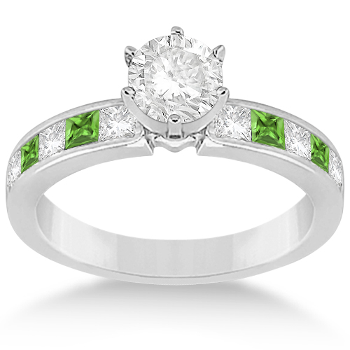 Channel Peridot & Diamond Bridal Set Palladium (1.30ct)
