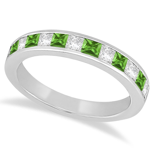 Channel Peridot & Diamond Bridal Set Palladium (1.30ct)