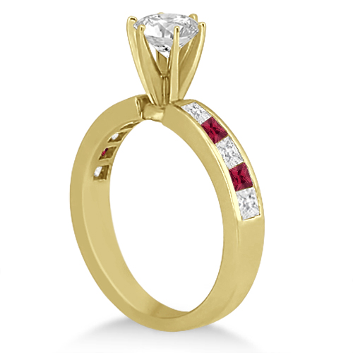 Channel Ruby & Diamond Engagement Ring 14k Yellow Gold (0.60ct)