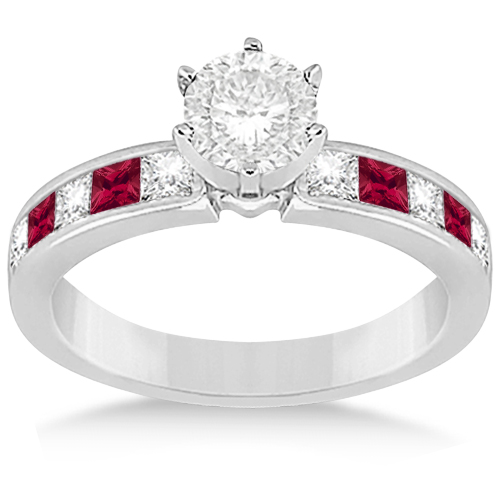 Channel Ruby & Diamond Bridal Set 14k White Gold (1.30ct)