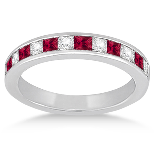 Channel Ruby & Diamond Bridal Set 14k White Gold (1.30ct)