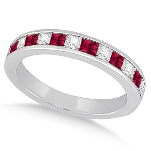 Channel Ruby & Diamond Bridal Set 14k White Gold (1.30ct)