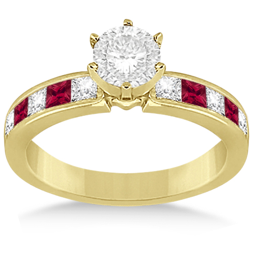 Channel Ruby & Diamond Bridal Set 14k Yellow Gold (1.30ct)