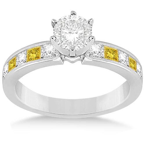 Princess White & Yellow Diamond Engagement Ring in Platinum 0.50ct