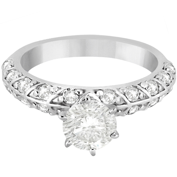 Designer Diamond Engagement Ring Setting 14k White Gold (0.70ct)