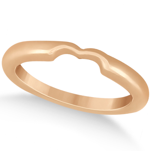 Matching Notched Wedding Band to Heart Shaped Ring in 18k Rose Gold