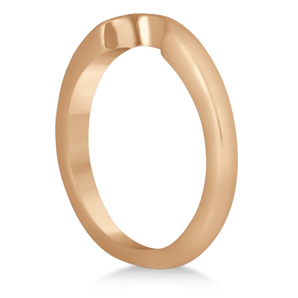 Matching Notched Wedding Band to Heart Shaped Ring in 18k Rose Gold