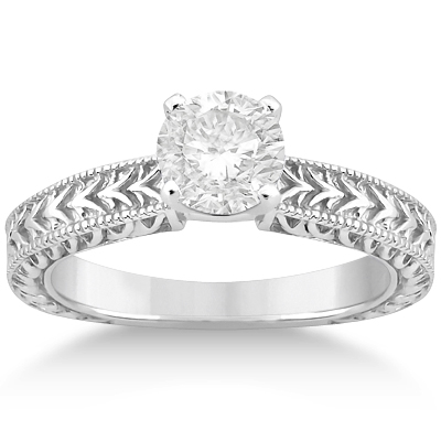 Solitaire Engagement Ring & Wedding Band Bridal Set Palladium