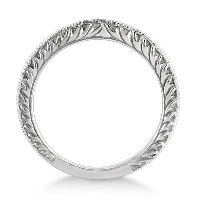 Antique Engraved Wedding Band w/ Filigree & Milgrain 14k White Gold