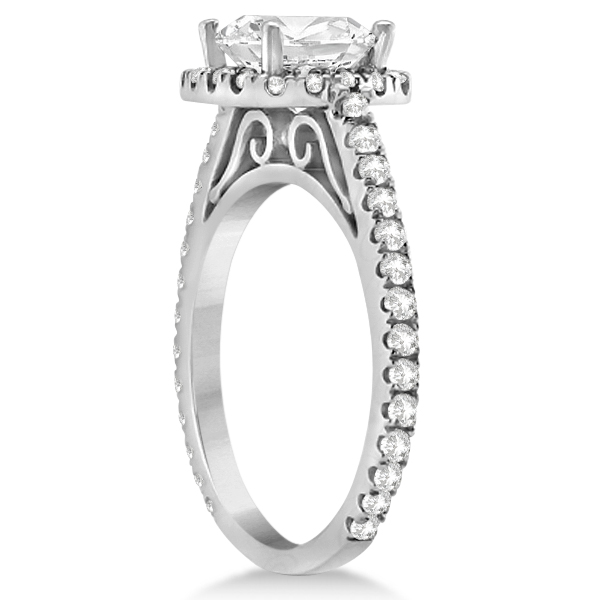 Cathedral Halo Cushion Cut Diamond Engagement Ring 18K White Gold (0.60ct)