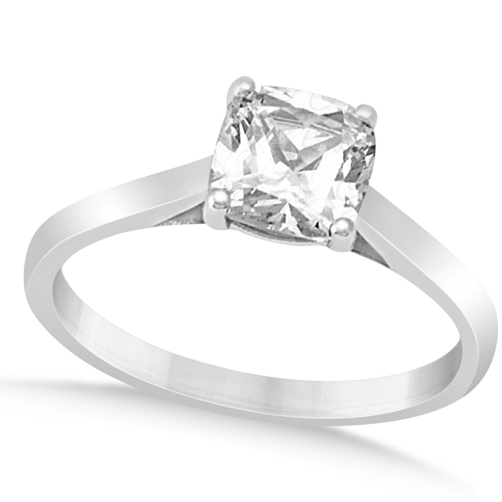 Diamond Solitaire Cushion Cut Bridal Set 14k White Gold (1.00ct)