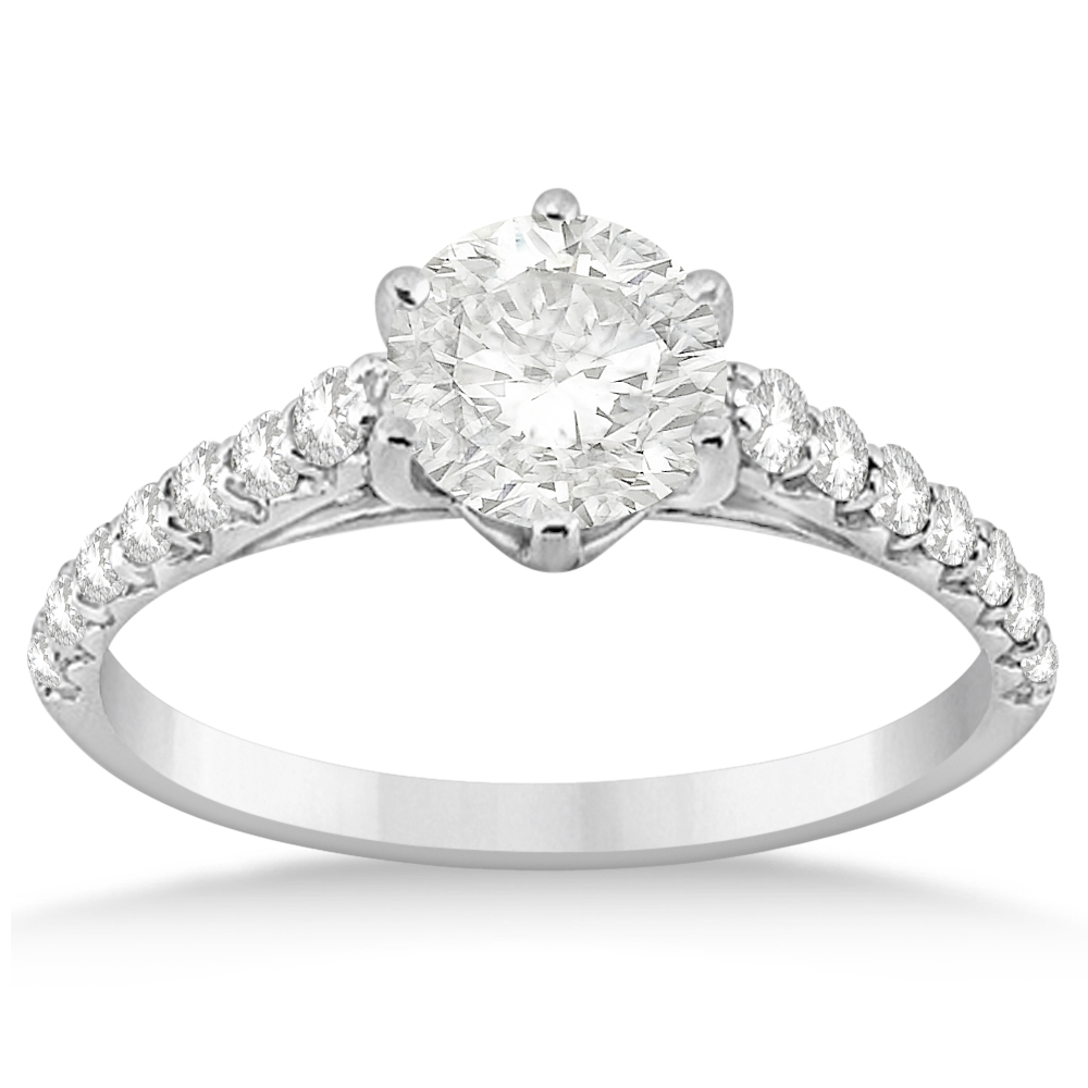 Graduated Diamond Six Prong Engagement Ring 14k White Gold (0.30ct)
