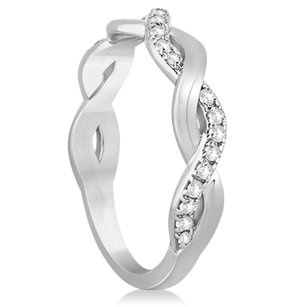 Diamond Twisted Infinity Wedding Ring Band 14k White Gold 0.26ct U7459