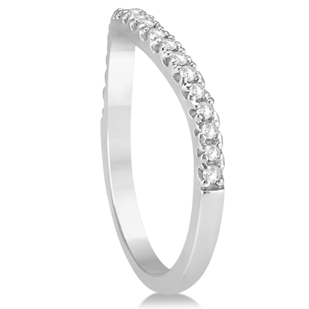 Diamond Accented Contoured Wedding Band 14k White Gold (0.21ct)