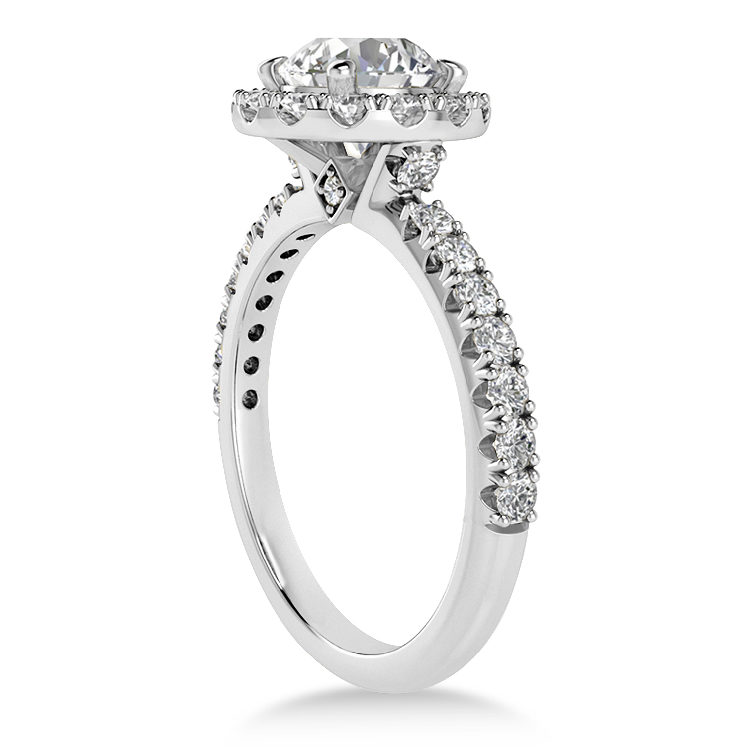 Diamond Sidestone Halo Engagement Ring Palladium (0.61ct)