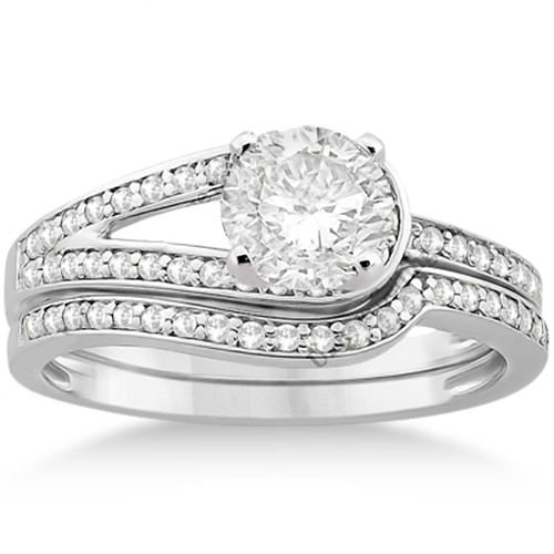 Love Knot Diamond Engagement Ring Set Palladium (0.32ct)