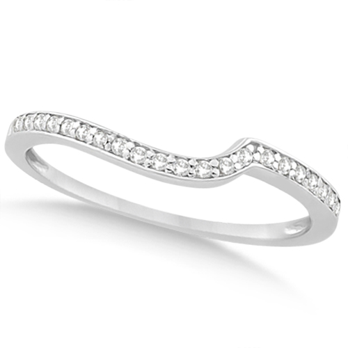 Pave Contour Band Diamond Wedding Ring 18k White Gold (0.12ct)